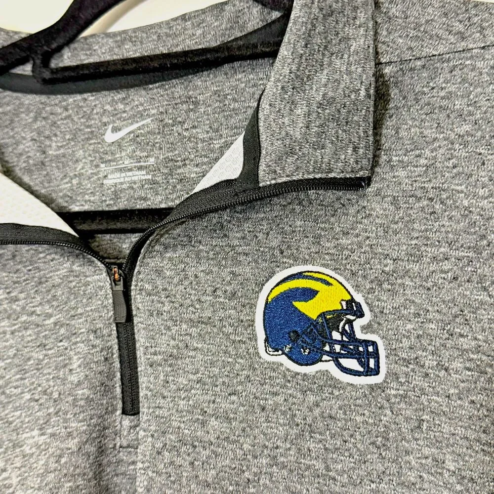 Michigan Wolverines Nike Quarter Zip Mens Medium Gray Pullover